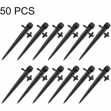 50 goteros de riego de agua para manguera de goteo de 4/7 mm, 360 grados, 8 agujeros, goteros de agua de riego ajustables, emisores de goteo para huerto/lecho de flores/jardín de rebaño,