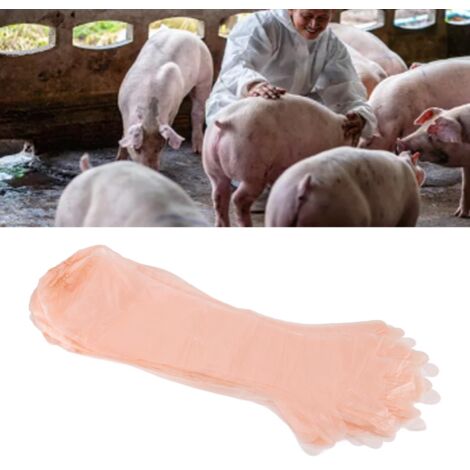 50 guantes de inseminación veterinaria de EVA, 90 cm, con banda elástica multifuncional para uso en agricultura y hogares.
