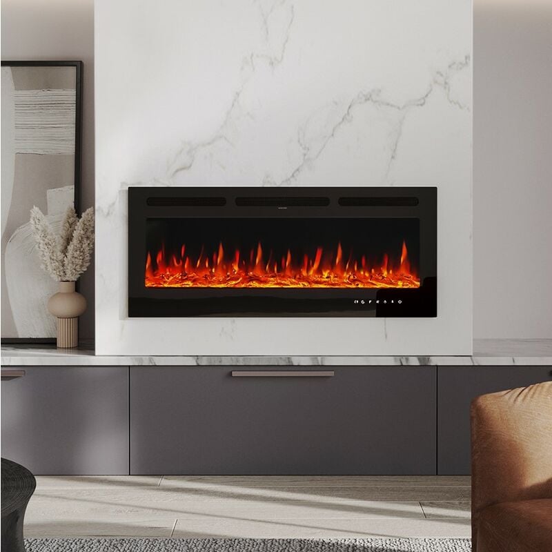 50 Inch Led Electric Fireplace Wall Mounted Living Room Heater 9 Flame ...