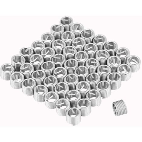 50 inserti per riparazione filettature, Helicoil M8, inserti filettati, inserti filettati elicoidali in filo di acciaio inossidabile M8 x 1,25 x 1,5D Glow