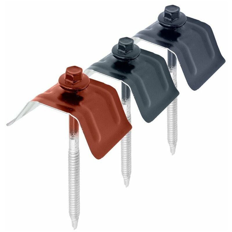 50 Kits de Fixation Sommet d'Onde pour Tôle Axel® Coloris: Rouge Tuile ral 8012 - Dimension vis: 6.3 x 75 mm (support acier)