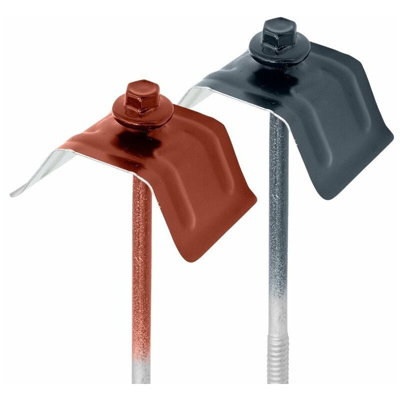 50 Kits de Fixation Sommet d'Onde pour Tôle Axel Plus® Coloris: Rouge Tuile ral 8012 - Dimension vis: 6.3 x 115 mm (support acier)