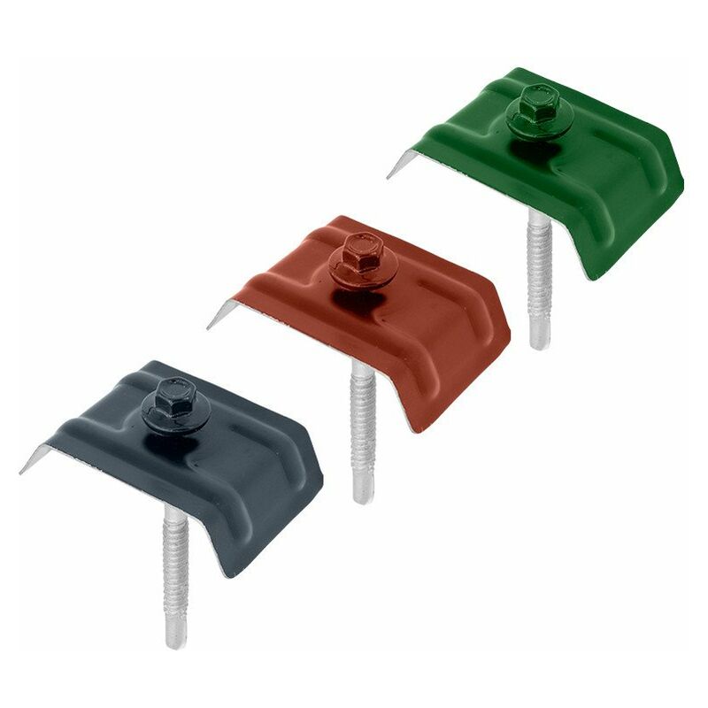 50 Kits de Fixation Sommet d'Onde pour Tôle Elda® Coloris: Rouge Tuile ral 8012 - Dimension vis: 6.3 x 75 mm (support acier)