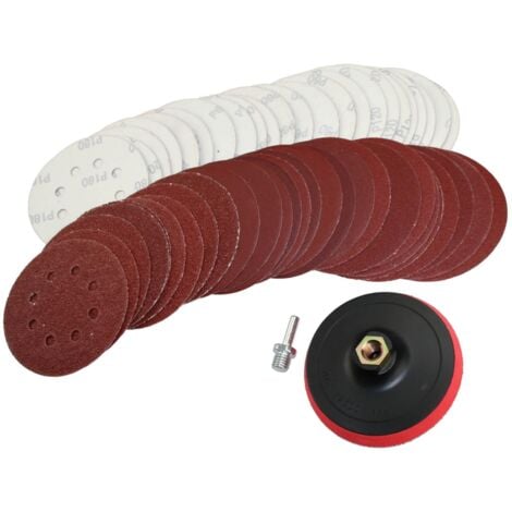 50 Klett Schleifscheiben 125 mm Mix 8 Loch + Schleifteller