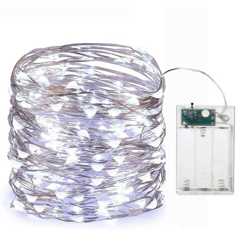 50 LED Lichterketten Batteriebetriebene Mini LED Lichterkette 5M Innen- und Außendekoration Licht für Schlafzimmer Weihnachten Hochzeit Party Hausgarten, Kaltweiß [Energieklasse A+]