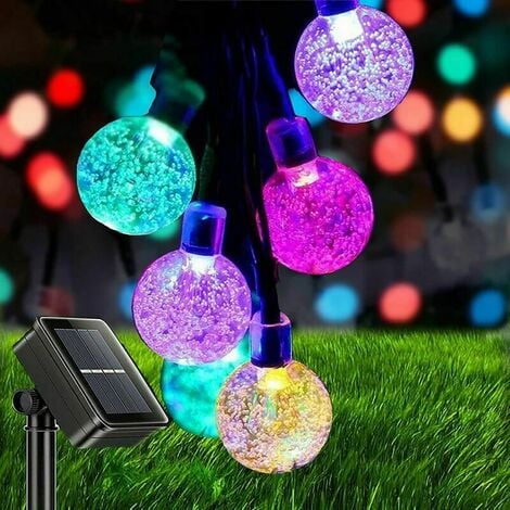 TOVBMUP 50 LED Solar Lichterketten, ZVO Kristallkugel Solar Lichterketten Outdoor, 8 Beleuchtungsmodi Wasserdicht für Indoor Garten/Haus/festlich/Terrasse/Party/Weihnachtsdekoration (Weiß)