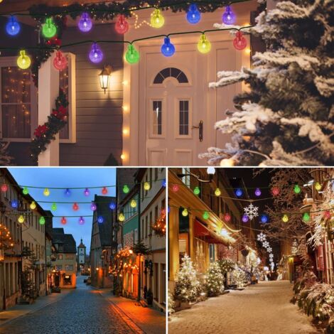 50 luci a LED solari impermeabili, 8 modalità di illuminazione per interni/esterni, 7 m per giardino, patio, albero di Natale, matrimonio, festa (multicolore)