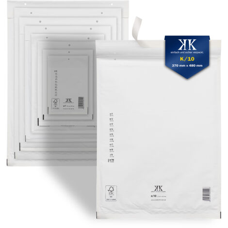 50 Luftpolster-Versandtaschen K10 K/10 370x480mm (Außenmaß) Weiß
