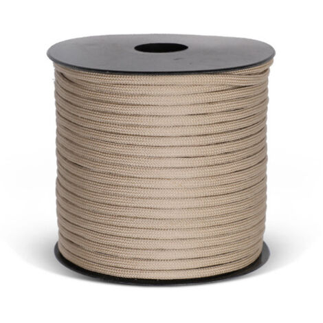50 m Beige Corde de tente en polyester à 9 brins, corde pour bâche de camping, corde résistante au vent, corde de survie d'urgence