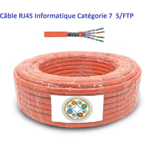 50 m Câble d'installation RJ 45 informatique catégorie 7 S/FTP - 4 paires