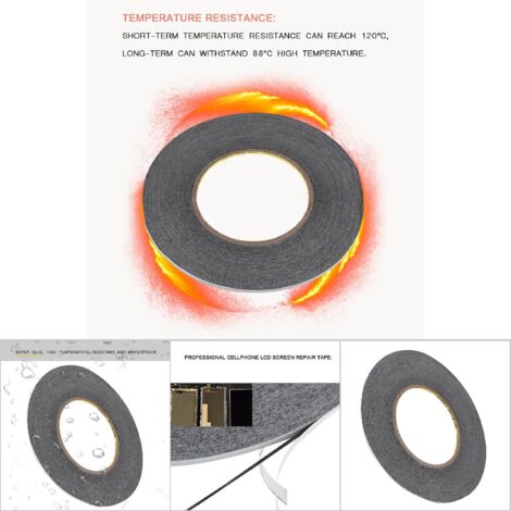 50 m schwarzes doppelseitiges Klebeband zur Reparatur von LCD-Bildschirmen von Mobiltelefonen (1 mm breit)
