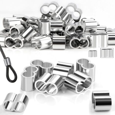50 manchons, aluminium, double embouts, 8mm-9mm, câble acier, sandow, bâche