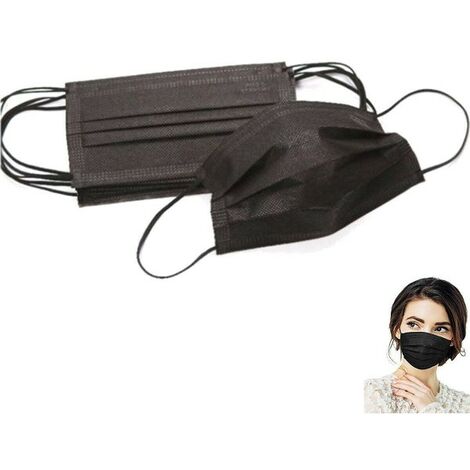 50 MASQUES CHIRURGICAUX NOIRS JETABLES