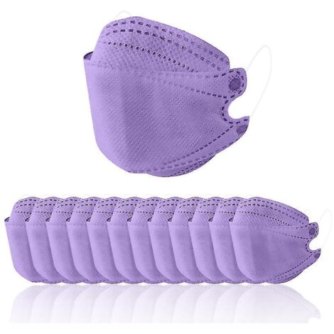 50 masques jetables 3D stéréoscopiques à 4 couches pour enfants et adultes - violet
