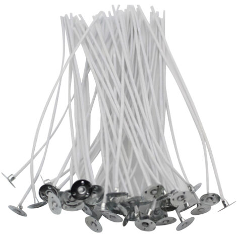 50 mechas de vela preenceradas, kit para hacer velas, mechas de algodón preenceradas para hacer velas DIY, 10 cm de larga duración.