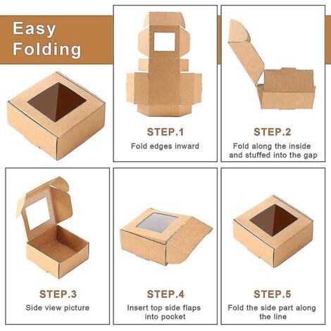 50 mini boîtes en papier kraft avec fenêtre, idéales pour offrir ou présenter des savons et friandises faits maison.
