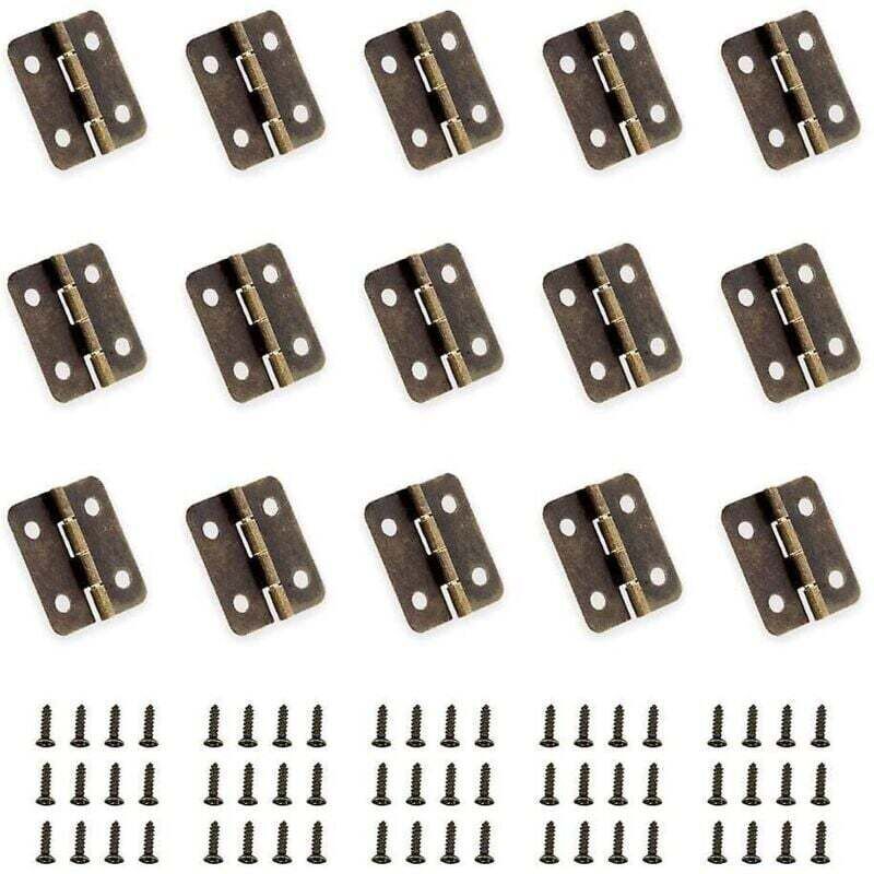 50 Charnières Pliantes Miniatures Bronze Antique avec 200 Clous pour Boîte Bois Bijoux Armoire