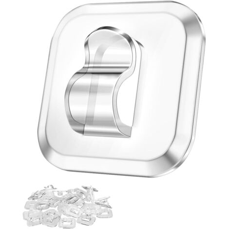 50 mini ganci per luci con strisce adesive: clip trasparenti per luci decorative da interni, design senza foratura - ganci da parete in plastica