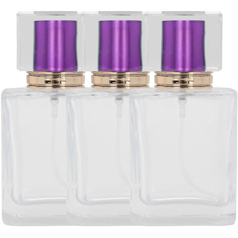 50 ml nachfüllbare Glas-Parfümflasche mit Sprühfunktion für Flüssigkeiten und Make-up, lila