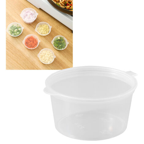 50-ml-Saucenbehälter, transparenter Kunststoff mit auslaufsicheren Deckeln, stapelbar, ideal für Grillen, Camping und Catering