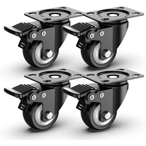 50 mm drehbare Möbelrollen mit Sicherheitsbremse für hohe Belastbarkeit, 250 kg Gesamtkapazität (4er-Set), NPTERBL