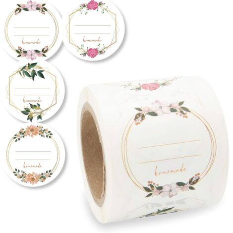 50 mm große selbstklebende Etiketten mit Blumenmotiv (200 Blatt)