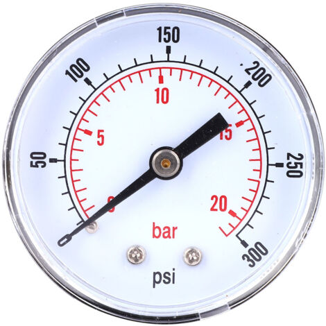 50-mm-Manometer mit 1/8-BSPT-Anschluss für Flüssigkeiten (Luft, Wasser, Öl, Gas) – Messbereich 0–300 PSI / 0–20 bar