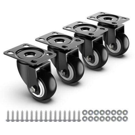 50-mm-Möbelrollen – Tragkraft 250 kg – Set mit 4 Schwerlastrollen ohne Bremsen, Lenkrollen, Transportrollen, Palettenrollen