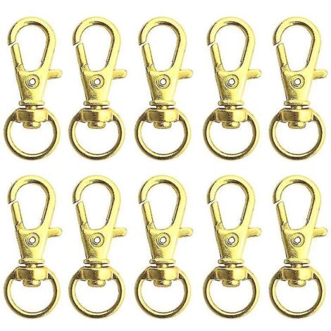 50 mousquetons pivotants pour lanières, mousqueton pivotant en métal doré -
