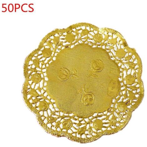 50 napperons ronds en dentelle florale ajourée de 8,9 cm (3,5 pouces) pour décorations de table dorées à faire soi-même.