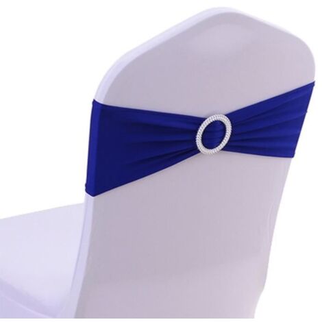 50 Noeuds de Chaise Stretch Bande Housse de chaise de mariage avec boucle nœud coulissant Décorations Chaise Décoration Bleu marine
