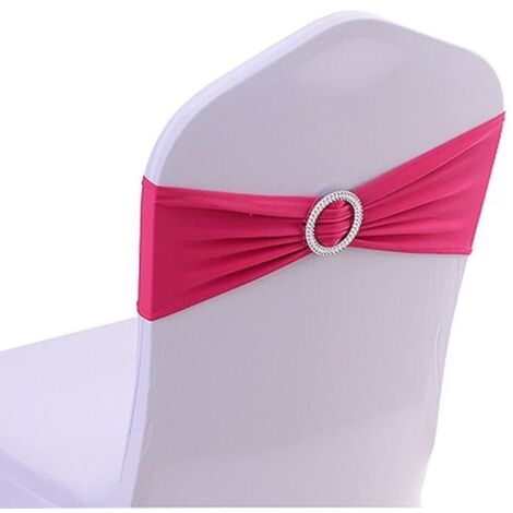 50 Noeuds de Chaise Stretch Bande Housse de chaise de mariage avec boucle nœud coulissant Décorations Chaise Décoration Rose Rouge