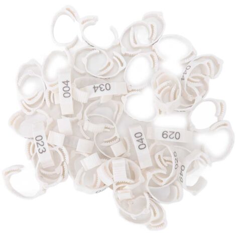 50 nummerierte Beinringe für Geflügel – Hühner, Tauben, Enten, Gänse – Weiß