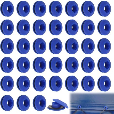 50 Œillets, Plastique Bleu 27x27x11mm, Résistant Corrosion, Pour Bâche Tente Piscine, Installation Marteau