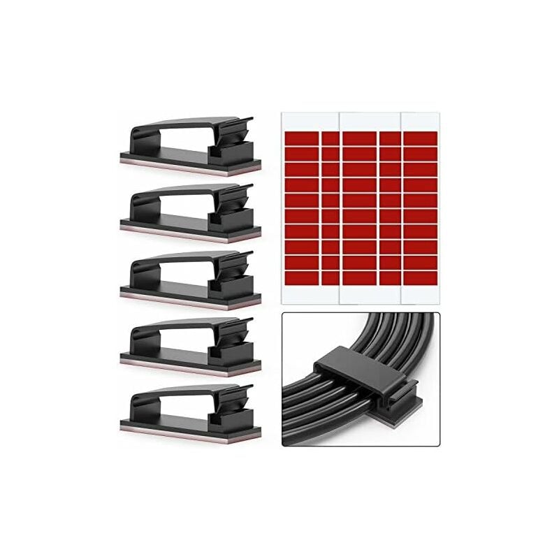 50 Pack 3M Adhesive Cable Clips for Ethernet Cables and Cable Management System for tv, pc, Laptop, Desk