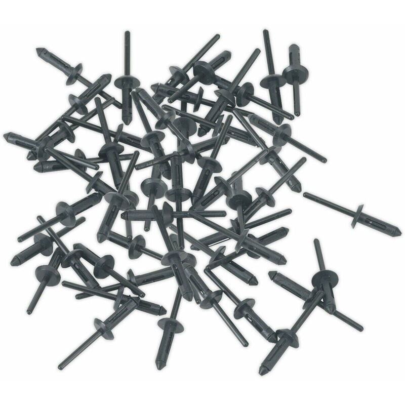 Loops - 50 pack - 5mm x 17.2mm Plastic Rivets - Black pvc Compression Snap Panel Pins