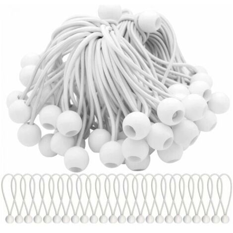 50 Pack Bungee Cords with Balls, Elastic Ropes, Elastic Balls for Awnings, Tents, Banners and Tarps, 15 cm, YMYNY