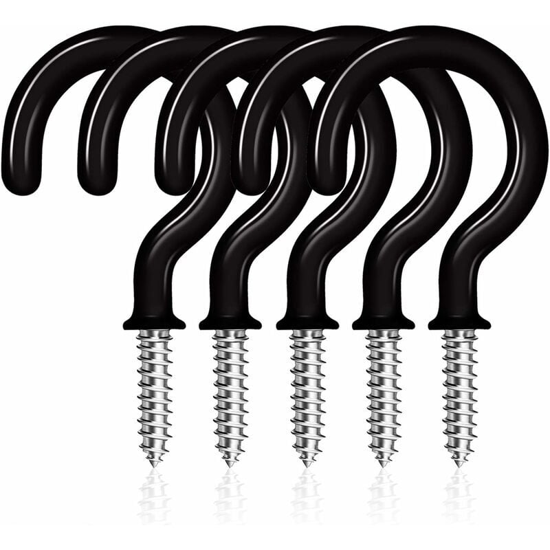 50 Pack Ceiling Hooks, 1-1/4 Inch Vinyl Coated Screw-in Hooks Hanging Plants & Flower Baskets, Multi-Function Wall Hooks Garage Hooks Cup Hooks for