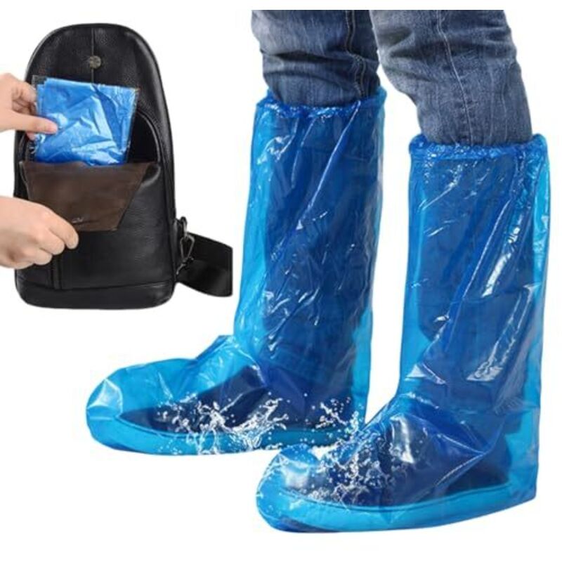 Largeight - 50 Paires Chaussure Jetable Plastique Élastique Transparent, Couvre-Bottes Jetables Imperméables, Couvre-Chaussures Pluie Plastique