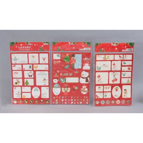 50 Papierpackung Siegelaufkleber auf Ordner cm.21x35, verschiedene Modelle, Weihnachtsdekoration