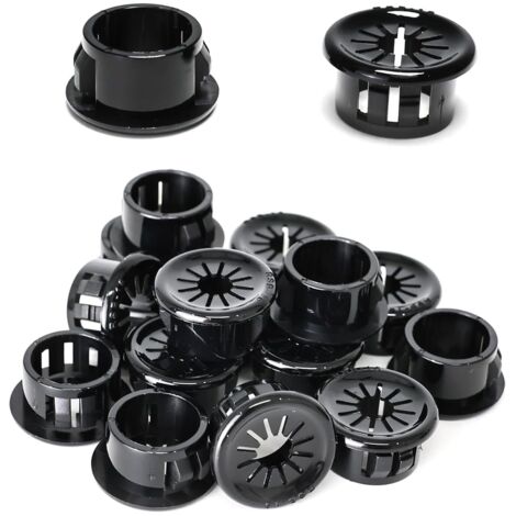 50 passe-câbles, clips de 16 mm de diamètre, passe-câbles ronds en nylon pour câbles de bureau, noirs