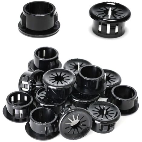 50 passe-câbles, clips de 16 mm de diamètre, passe-câbles ronds en nylon pour câbles de bureau, noirs