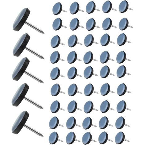 50 Patin Chaise, Rond 19mm, Clou Acier 16.5mm, Téflon PTFE, Pour Table Bureau Canapé