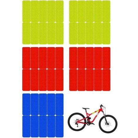 50 PCS Bandes Réfléchissants Autocollante pour Casque de Sécurité pour Moto Vélo Véhicule Voiture,Vert rouge bleu Réflecteurs Haute Visibilité Bande Fluorescente Autocollants de Sécurité