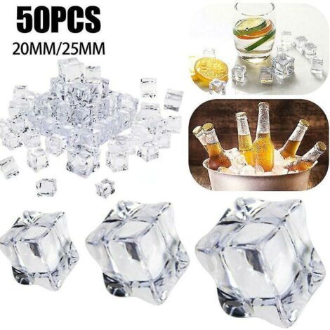 50 pcs Clair Faux Glace Pilée Roches Cubes De Glace Remplisseurs De Vase Cube De Glace Carré, 25mm x 50PCS, 11