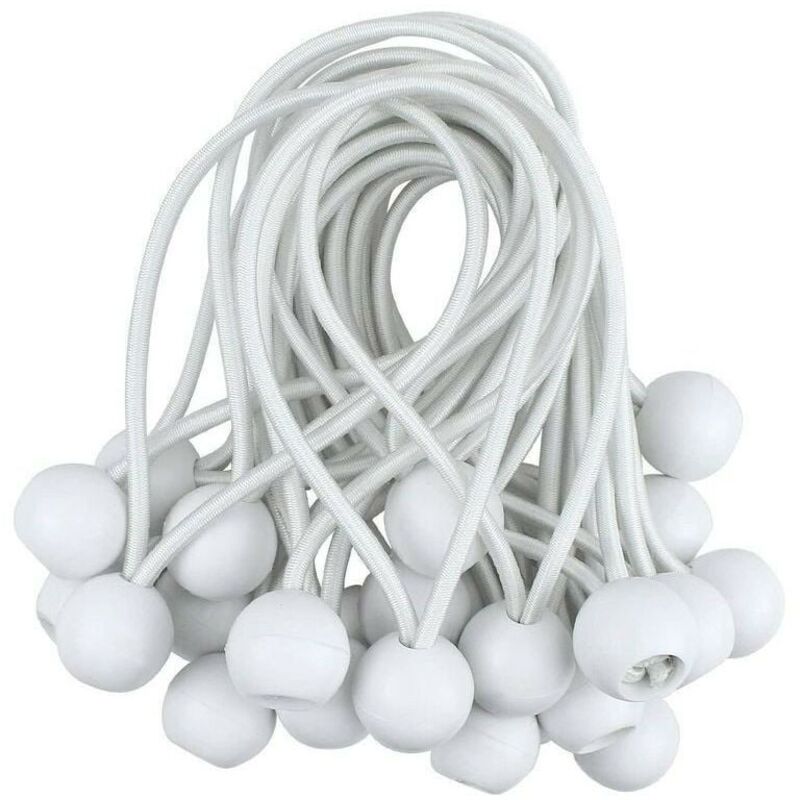 50 PCS. Cordon élastique à billes, tensionneur de bâche pour harnais d'extension de rideau pour pavillon, camping, tente, 10 cm