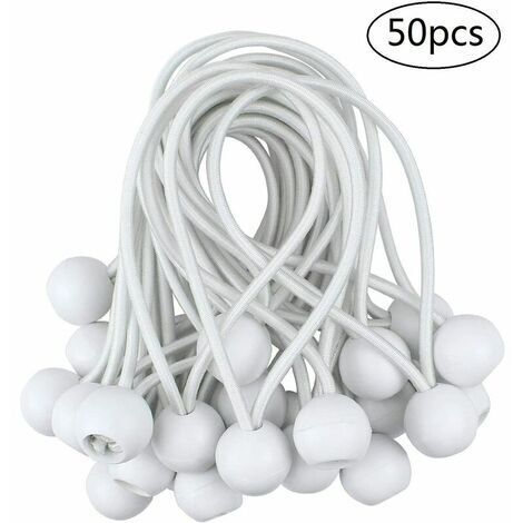 50 PCS. Cordon élastique à billes, tensionneur de bâche pour harnais d'extension de rideau pour pavillon, camping, tente, 10 cm