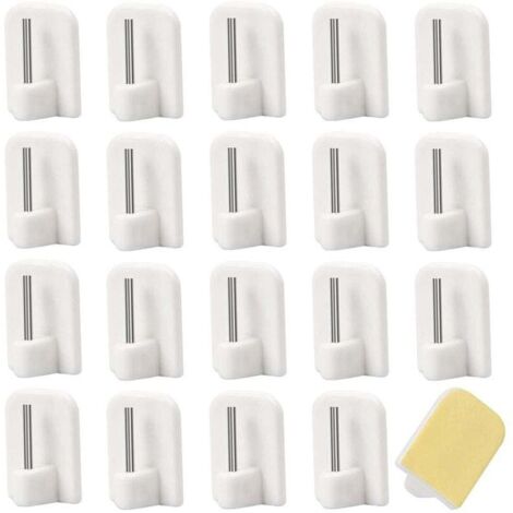 50 Pcs Crochets Autocollants pour Barres de Rideaux Supports Tringles à Rideaux pour Salle de Bain Cuisine Chambre