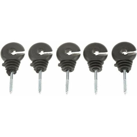 50 Pcs Isolateurs Annulaires à Visser Anneau à Isolant à Vis Accessoires de Clôture Électrique pour Poteau Piquet en Bois, Noir