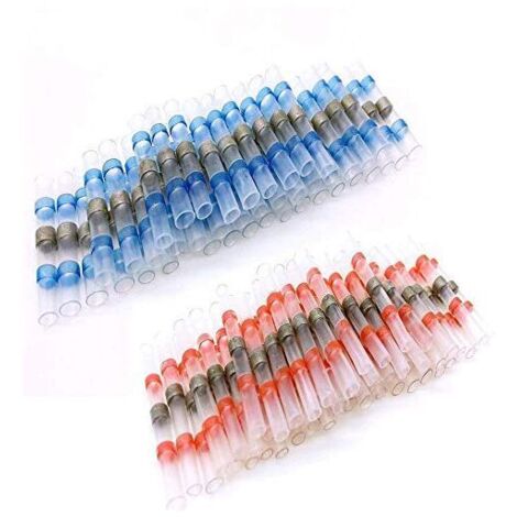 50 PCS Joint de Soudure Connecteur de Fil, Thermorétractables Souder Bout à Bout Seal Connecteurs Electriques Isolés Etanche Marine Marine Automobile